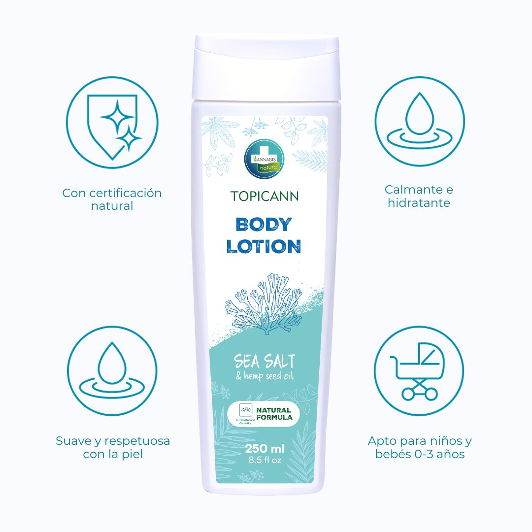 Loción corporal de sal marina y aceite de semillas de cañamo